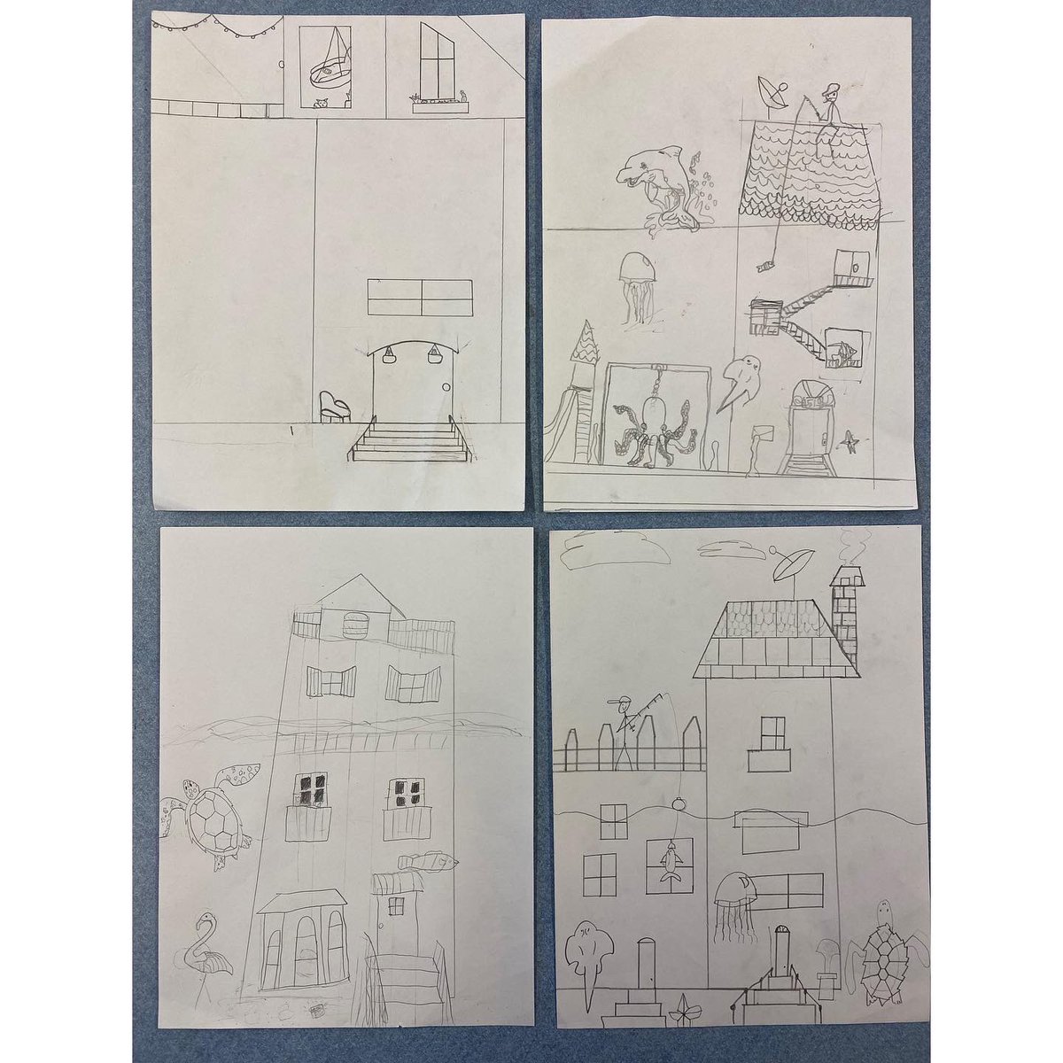 FTSD_Anderson's tweet photo. Some in-progress underwater houses in 5th grade! https://t.co/uhSUafa1Dw