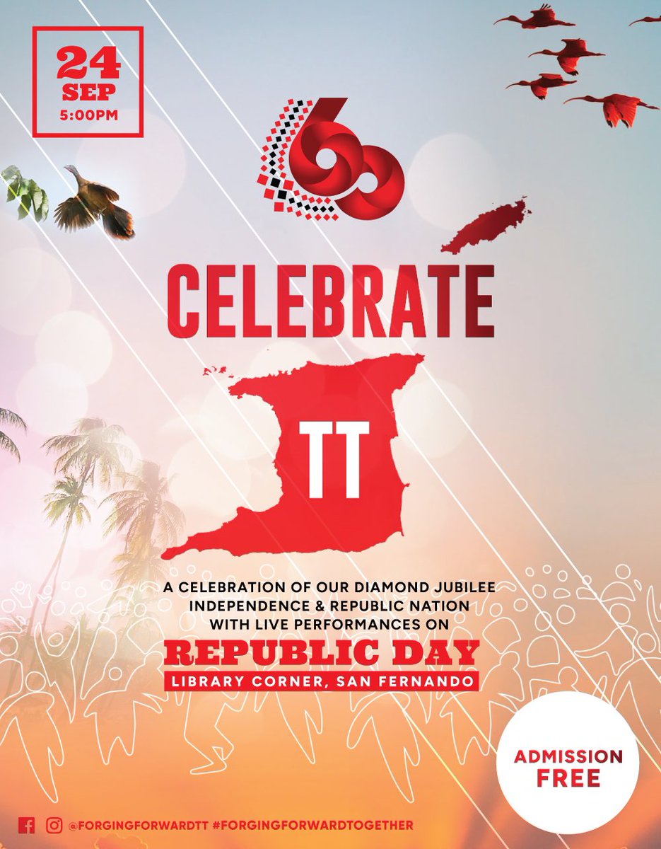 forgeforwardtt's tweet photo. We seeing y’all tomorrow! 

Come down and Celebrate TT! 

Wait you don’t know whose going to be there? 
Check the thread below for our star studded line-up👇🏾 https://t.co/X8RhjZPToR