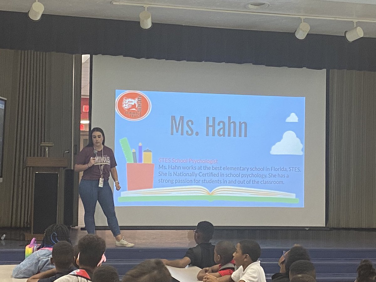 Thank you to our very own <a href="/SeminoleTrails/">Seminole Trails Elem</a> <a href="/SoFloPsych/">Megan Hahn</a> for sharing with our students how you became a school psychologist and a little about what you do each day! #CollegeandCareerWeek