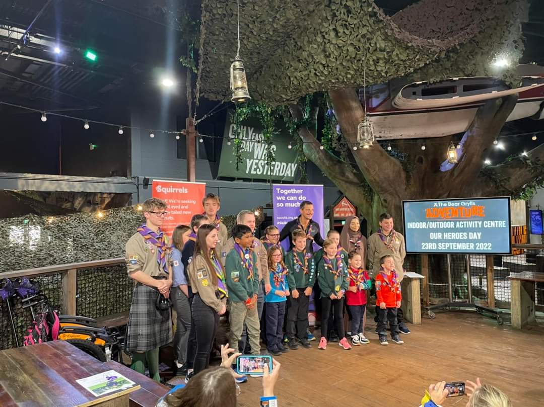 EnigmaExplorers's tweet photo. Congratulations to 1 of our Explorers, Sam, for being awarded the Chief Scout Unsung Heroes Award for the work he's been doing as a Young Leader. He has told us all about it this evening. He was really excited that @BearGrylls signed 'Scouting Super Hero' in Makaton to him. 1/2 https://t.co/hVqRl6Y9Z0