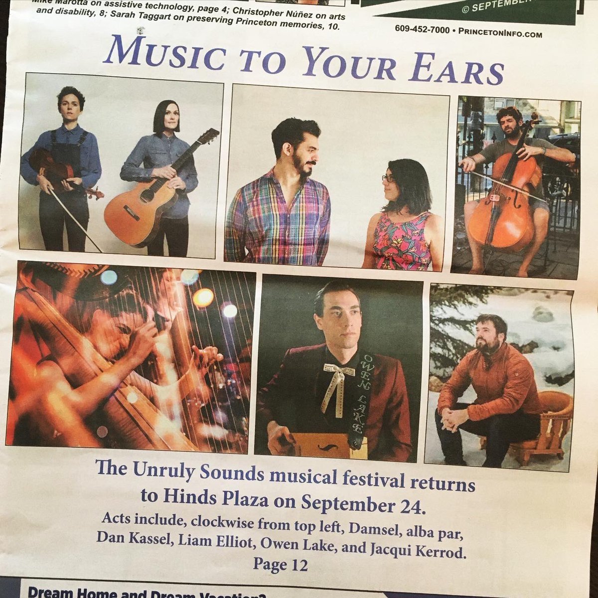 Princeton’s Unruly Sounds Festival is back! And we’re feeling famous just below the fold on the cover of U.S.1. Come dance and cry along Saturday, Sept 24, from noon to 5 at Hinds Plaza (just outside <a href="/PrincetonPL/">Princeton Public Library, NJ</a>). The electro-country tears start falling at 12:15pm sharp 🎶