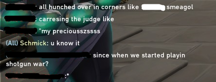 schmick's tweet photo. Memorable VAL moments: I mained the Judge exclusively for the first year or so that I played VAL. So my first year of VAL was lurking as Viper with the Judge in corners. I got _a lot_ of hateful comments from folks about it, but this one was the most hilarious. #LifeatVALORANT https://t.co/3PhXg82JVp