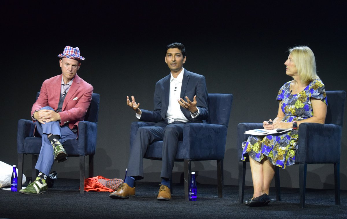 DanielCKinsella's tweet photo. Obliged to on stage with (@ Chris Ruggeri &amp; @ Nabarun Sengupta) @ nestsummit main stage during #climateweekNYC. From getting to circularity in our #supplychains, to highlighting my hat collection... twas #epic ! https://t.co/lqnzHaGm7F