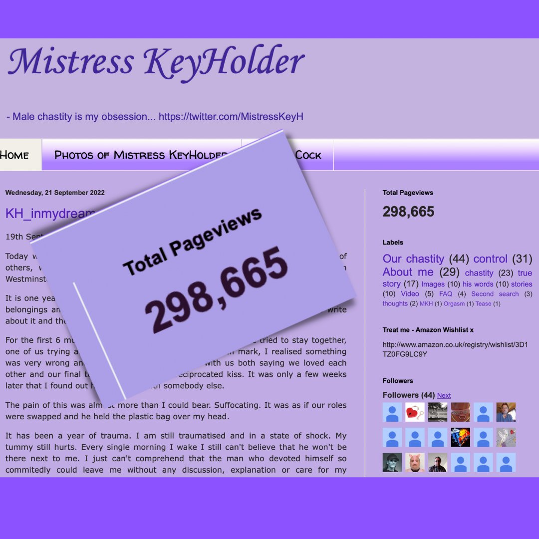 MistressKeyH's tweet photo. Who wants to know who the most experienced chastity Mistress is? You need proof? I untrack my own page views so I get a true picture - Chastity is popular, chastity is HOT and Mistress Keyholder knows how to own cock! #malechastity #orgasmdenial #orgasmfree #orgasmcontrol #chaste https://t.co/6X9Yupdkrt