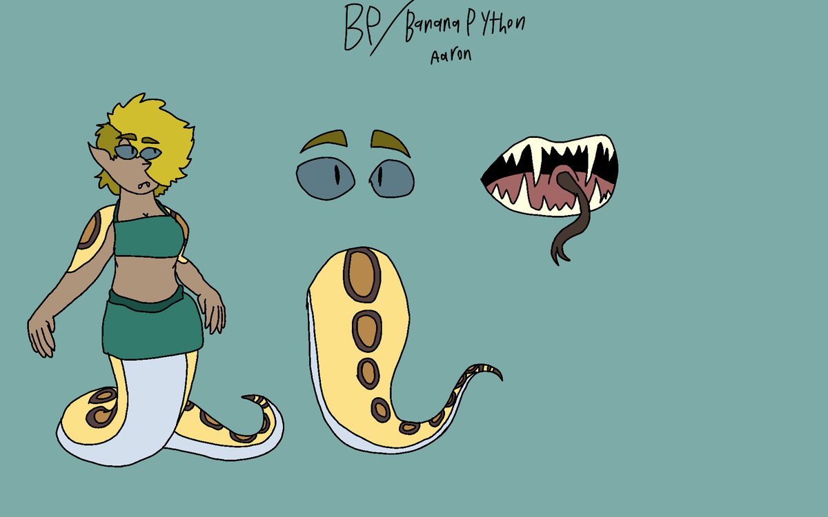 ChaosManiacSim's tweet image. again, over no wifi break. i get bored, im sorry

Softscale, a scaleless Snaaron, still a sister of sand, kinda albino

Rattlesnake, just wants to be alone most of the time

Cornsnake, half albino

BP, seen in oasis areas

(1/2)