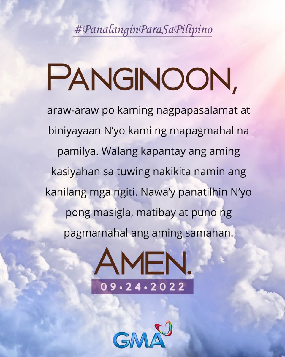 gmanetwork's tweet photo. Mga Kapuso, sabay-sabay po tayong manalangin. #PanalanginParaSaPilipino #BuongPusoParaSaPilipino https://t.co/y4X8EBOG8H