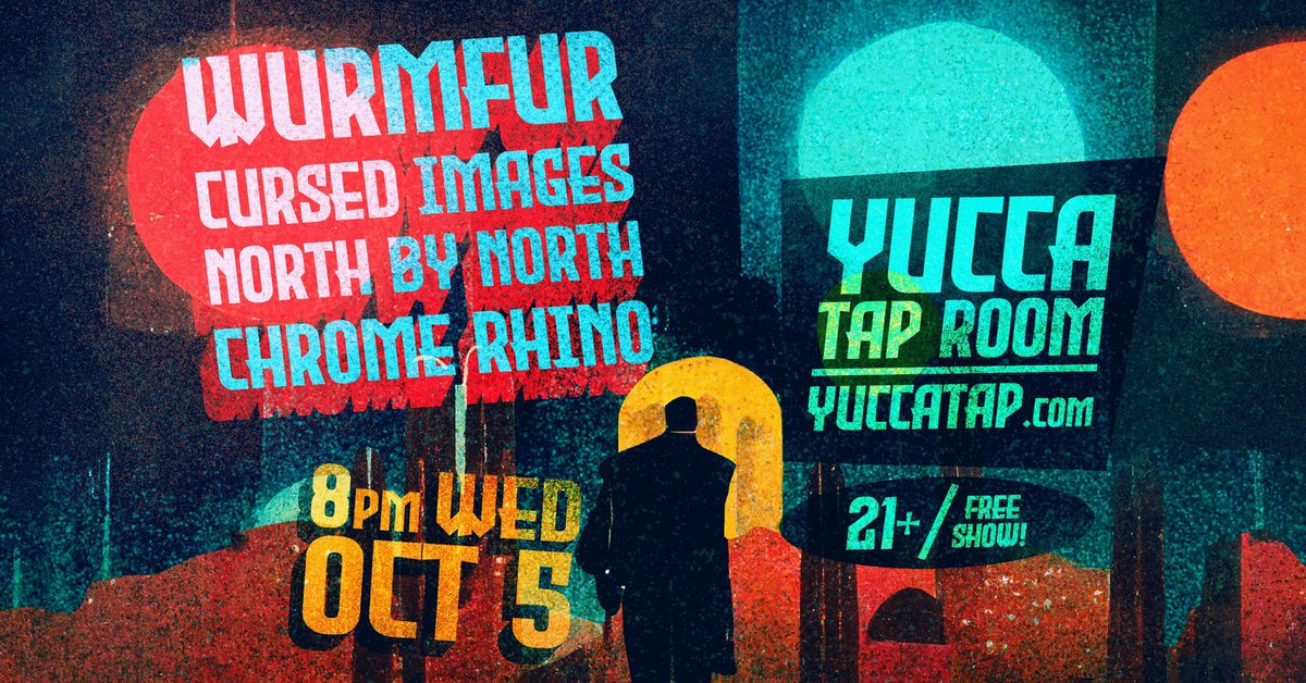 🚨New #show alert!!🚨

Join us Wed Oct 5 at <a href="/Yuccataproom/">Yucca Tap Room</a>  where we and Cursed Images will be joining <a href="/Wurmfur/">Wurmfur</a> and the Chicago power pop extraordinaires North By North for an explosively entertaining night 🔥✨
See you there! 😁
RSVP ⬇️

fb.me/e/5igAyggeq