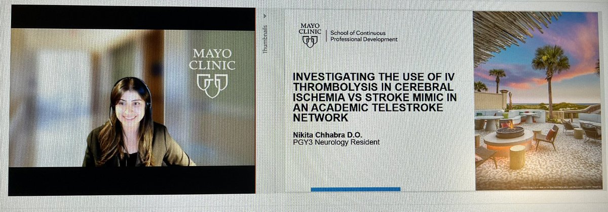 Proud to announce the presentation of our telestroke data at the @MayoClinicNeuro Stroke and Cerebrovascular Review. Thank you to my mentors and our exceptional team @Demaerschalk @SWEnglishMD.