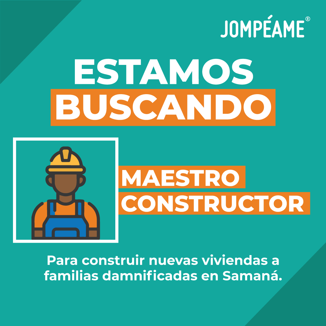 jompear's tweet photo. Buscamos un maestro constructor👷‍♂️ Que trabaje con nosotros para levantar las nuevas viviendas de familias damnificadas en Samaná🛠 ¿Conoces alguno? https://t.co/ENpPWRWrI9