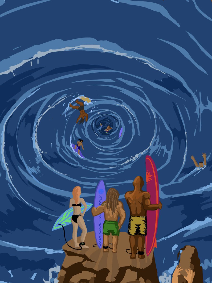 pabloandrespozo's tweet photo. Who’s gonna make it to the other side ? 🌊
a. Redhead girl 🏄‍♀️
b. Rasta man 🇬🇭
c. Bid Dude 💪🏾

#surf #infinitart #Digital #digi #digitalartist  #DigitalArtist https://t.co/ySnHFoj0yw