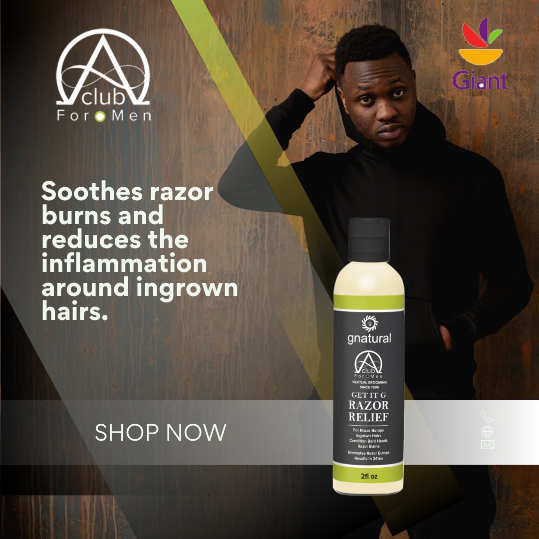 AlphaClub4Men's tweet photo. Our 4oz Get It G Razor Relief soothes razor burns and reduces the inflammation around ingrown hairs 

Shop through Alpha Club 4 Men website 👇
https://t.co/Tr9aH1g5gz

#walmart #walmartdeals #blackmenhair #barbershopconnect https://t.co/6XFEwprEyz