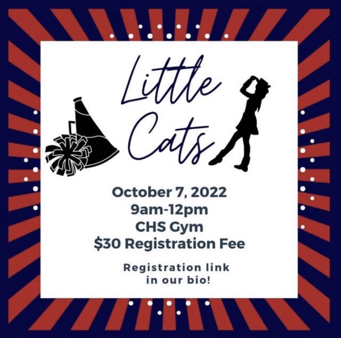 Sign up for our little cats clinic!! Deadline for registration is 9/30 if you want a shirt. Link in our Bio. 

<a href="/CHSBobcatsBC/">Chaparral HS Athletic Booster Club</a> <a href="/CHSBobcatsFB/">Chaparral HS Football</a> <a href="/chsbobcatdrama/">Chaparral High School Theatre Department</a> <a href="/chskisd/">Chaparral High</a> <a href="/KilleenISD_/">KISD Sports</a> <a href="/ChaparralWbball/">Chaparral Women’s Basketball</a> <a href="/Chaparral_VB/">Chaparral Volleyball</a> <a href="/chaparralhsband/">Chaparral High School Bobcat Band</a>