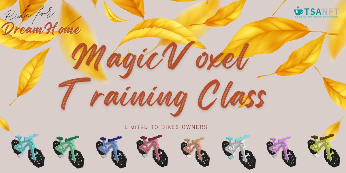 ArtTeaswap's tweet photo. Wanna learn how to create @cryptovoxels #wearables?
🔥Sign up for #RideforDreamHome 30 Mins MagicVoxel Free Training Class: https://t.co/Jeuh4LDtVE
✨Instructors: @___Philosopher_ @Xtinct_Official @ShatterBrainz
*Note: this training class is only available to bike owners
#TSA https://t.co/Sulkb0qh08