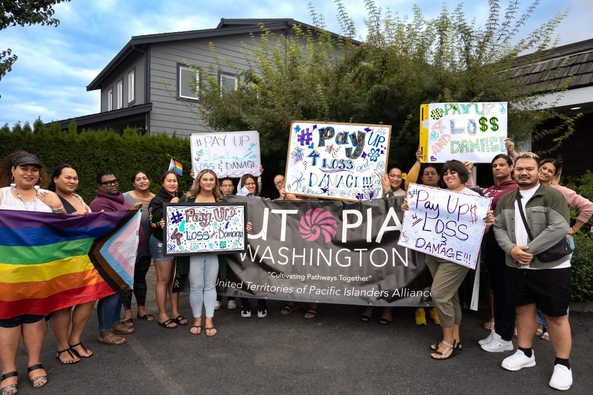 utopia_wa's tweet photo. UTOPIA Washington joins the #LossAndDamage action campaign. We stand in solidarity to help shape the climate necessity of holding polluters accountable! Lets make polluters pay!

#MakePoluttersPay #QTPI4ClimateJustice #PayUp4LossAndDamage #COP27 #UNGA22 #PayUp https://t.co/O8yJbgWaPn