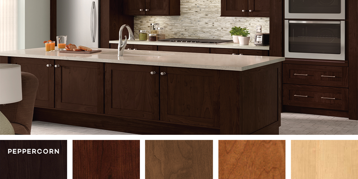 KraftMaid's tweet photo. What comes to mind when you think of autumn? For us at KraftMaid, it’s warm earthy tones and wood grains. We’re not the only ones loving a natural finish. See our most popular stains of 2022 at the link: https://t.co/DWea3QpCms https://t.co/LwCjKuzC5l
