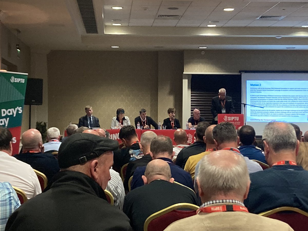 SIPTU members this evening are voting on motions to conference that relate to the cost of living, a just transition, sectoral employment orders and many more.

We are looking forward to robust debate and discussions with our fellow union members. 
#ourSIPTU
#OrganisingToWin