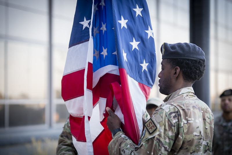 PciProductions's tweet photo. Members of Space Base Delta 1 take part in a POW/MIA day ceremony at @SchrieverAFB 
Our PCI-P team takes great pride in telling the story of both #AirForce and #SpaceForce https://t.co/pbn5wRXN91