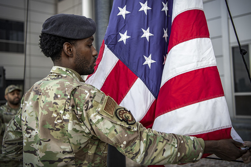 PciProductions's tweet photo. Members of Space Base Delta 1 take part in a POW/MIA day ceremony at @SchrieverAFB 
Our PCI-P team takes great pride in telling the story of both #AirForce and #SpaceForce https://t.co/pbn5wRXN91