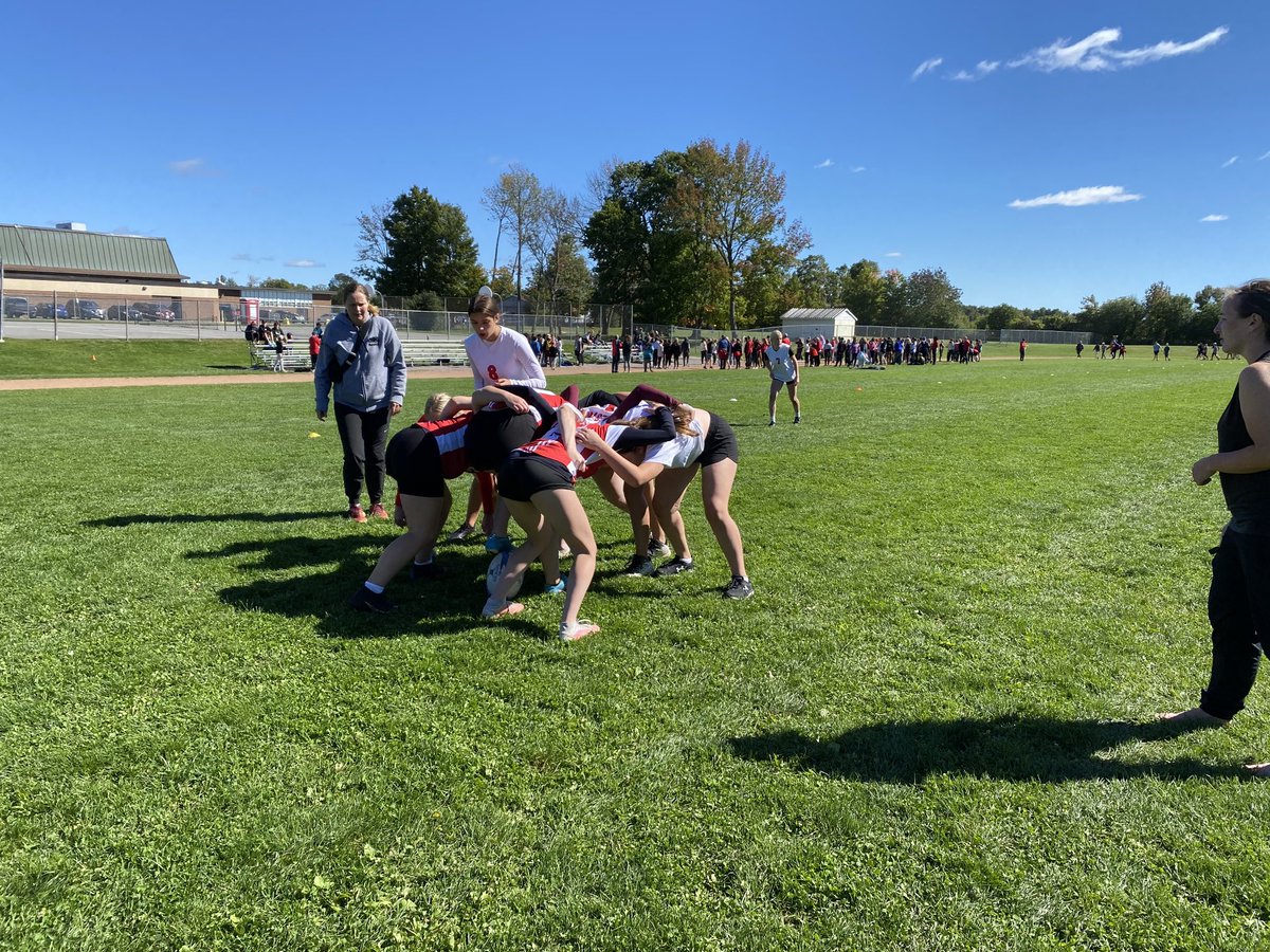 Elementary school walking the track for Terry Fox and watching girls rugby!