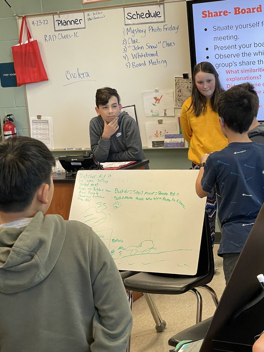 sschymick's tweet photo. The scientists in Mrs. Smiler’s class did a great job sharing their evidence based theories on how an infectious disease started. #VHunited #learnRCS https://t.co/VXRk2tvMz6