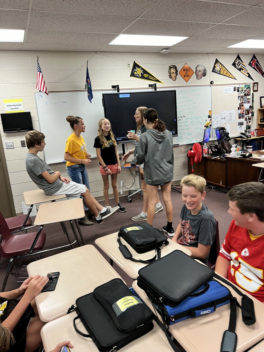 mwoods67037's tweet photo. Lights, Camera, Improv acting! Student groups were challenged with creating a short 1 minute “performance” to demonstrate a Economic  system. #gamification #Geography #BPMS #Rm117 https://t.co/2LDKdr4DOA