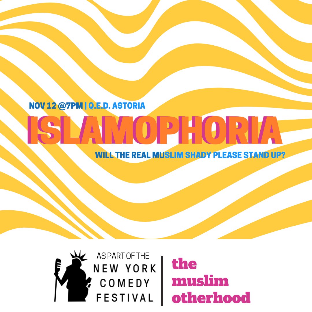 thatothermuslim's tweet photo. Beyond psyched to announce that we're in this year's @nycomedyfest 😊 Link in bio 
#makeNYlaugh @QEDAstoria 
-
hosted by @meriam_raouf with @adamhmada @sabeenmsadiq @Farooqyou https://t.co/nLFz3Ty1kC