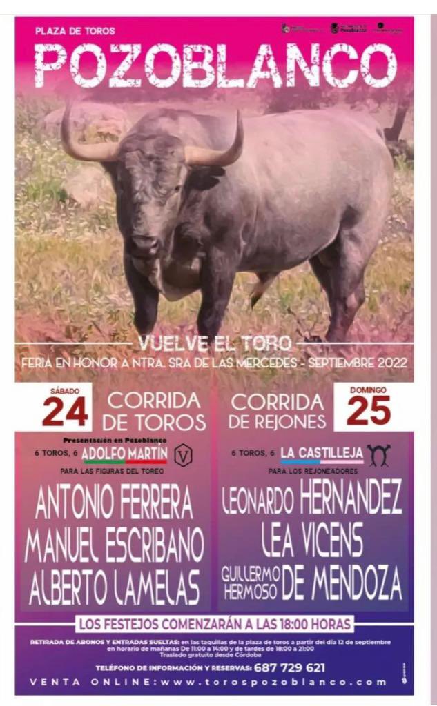 🦋// Pozoblanco //

📌Mañana Antonio Ferrera, hará el paseíllo en Pozoblanco todavía con la cornada y los puntos. No quiere perderse una cita tan especial. 

✍️ En valor de la responsabilidad de los toreros.
Chapeau🍀