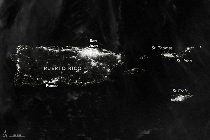 Apagones en Puerto Rico 💡 

El satélite Suomi de la Alianza Nacional de Satélites Polares de la <a href="/NOAA/">NOAA</a> y la <a href="/NASAEarth/">NASA Earth</a> observó los cortes de electricidad en Puerto Rico durante la madrugada del 22 de septiembre, tras el paso del huracán Fiona: go.nasa.gov/3BIFlbA