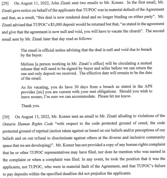 Arc_Husky's tweet photo. Excerpt from Justice Gomery's decision to grant the eviction order against @TUPOC_CA that details in para. 30 the #OPCA (organized pseudolegal commercial argument) aka. "#sovereigncitizen nonsense" with which #TUPOC tried and FAILED to fight termination of their commercial lease. https://t.co/oXiiCNH1PP