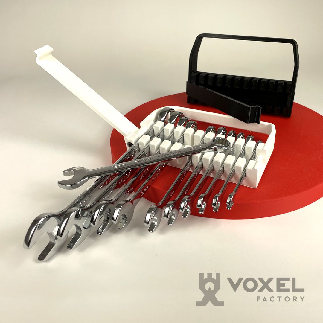 VoxelFactory's tweet image. 🔧Wrench Organizer 9-19🔧
Material: @Materio3D 3D870 Tough PLA Black&amp;amp;White 2.85mm
Print time: 5 hours 15 minutes each
Temp: 215/60
Nozzle: 0.8mm
Layers: 0.2mm
Printer: @Ultimaker S5
Design: mat on @printablescom 

#3dprinting #3dprinted #3dprints #3dprinters #3dprinter #tools