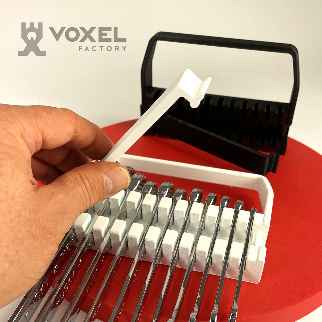 VoxelFactory's tweet image. 🔧Wrench Organizer 9-19🔧
Material: @Materio3D 3D870 Tough PLA Black&amp;amp;White 2.85mm
Print time: 5 hours 15 minutes each
Temp: 215/60
Nozzle: 0.8mm
Layers: 0.2mm
Printer: @Ultimaker S5
Design: mat on @printablescom 

#3dprinting #3dprinted #3dprints #3dprinters #3dprinter #tools