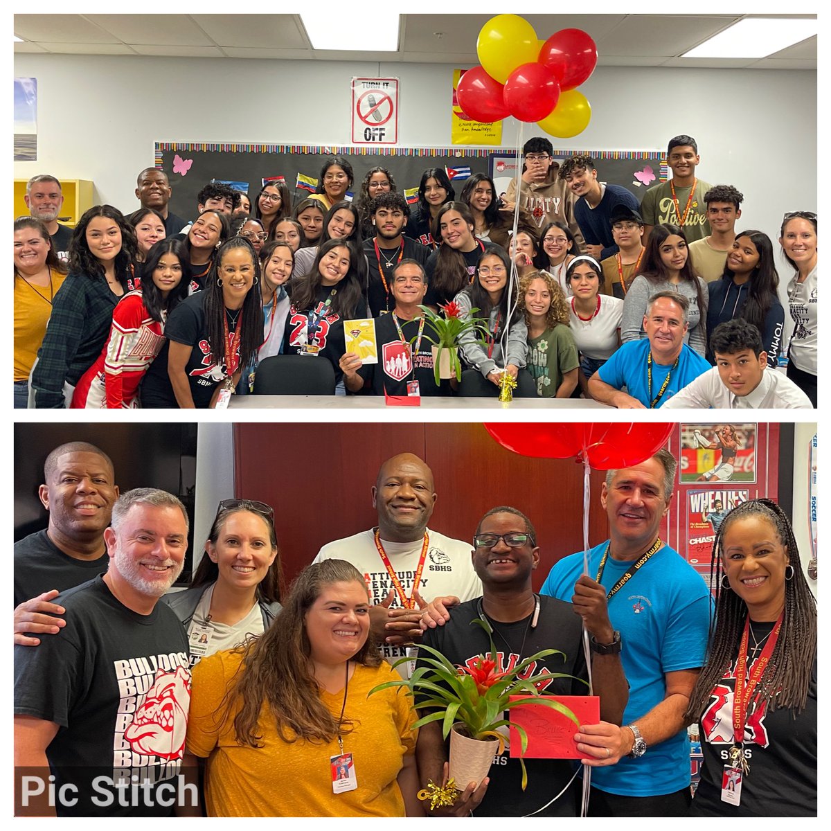 BCPSDirector's tweet photo. Congratulations to SBHS’s Caliber Winners, Bruce Couch (SREY) &amp; Otto Rodriguez (TOY)! We love &amp; appreciate you and are SO proud of you! Yes! We Can! We are…#SOUTHBROWARD!❤️💛 #BCPSCalies #Caliber @liasbhs @BrowardESOL @browardschools https://t.co/qgC3YxLaw3