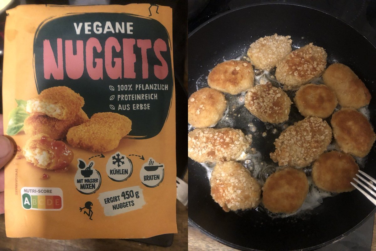 Teste vegane Nuggets von <a href="/GREENFORCE_FOOD/">GREENFORCE</a> &amp; finde sie sehr lecker:
Mit Wasser anrühren, 30 Min ruhen lassen, Nuggets formen, nach Wunsch* panieren und anschließend braten.
greenforce.com
* Nuggets mit Haferflocken-Panade sind natürlich viel besser als mit Paniermehl.