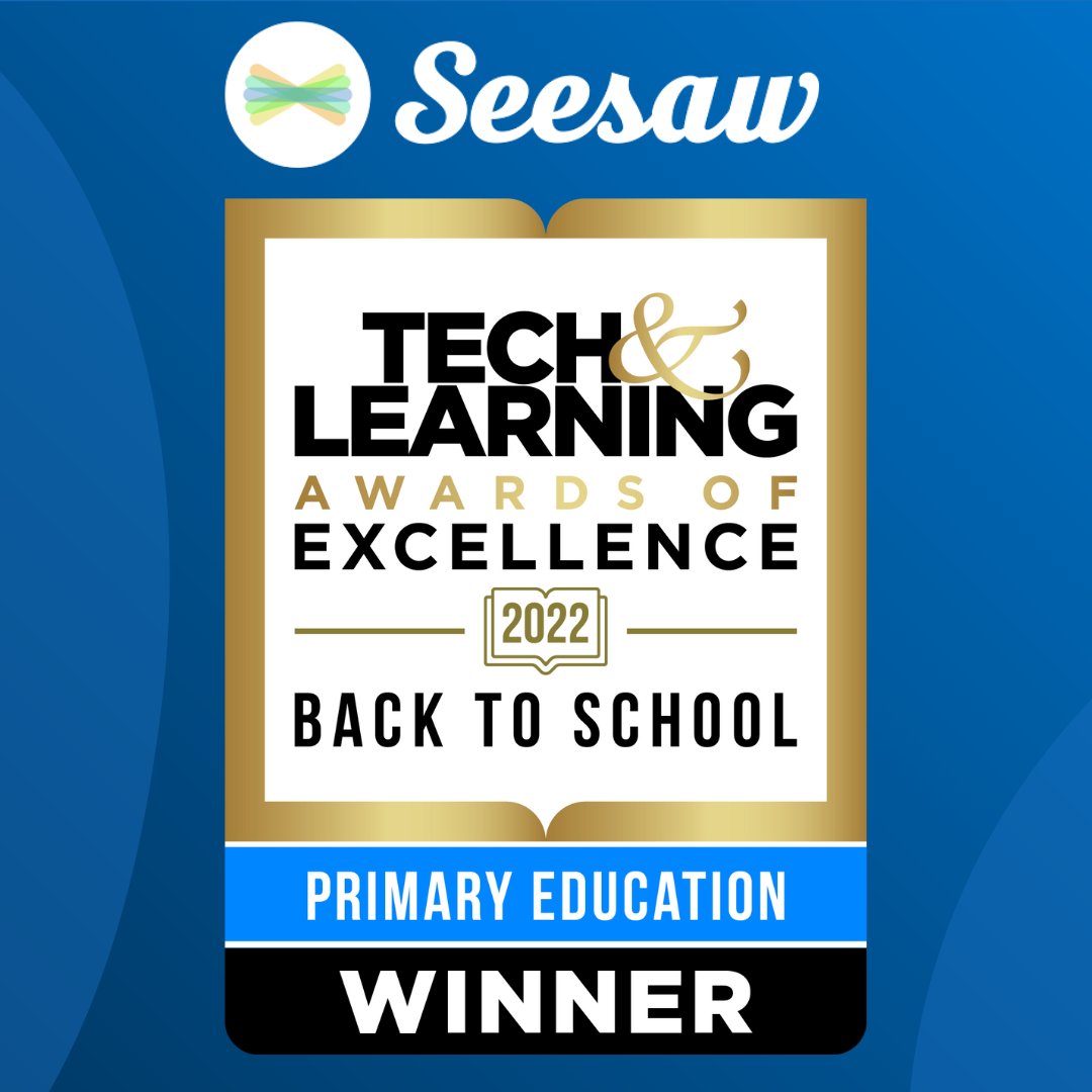 We are honored to announce that Tech &amp; Learning has chosen #Seesaw as a winner of a 2022 Back To School Award of Excellence!

We are so proud of this accomplishment and look forward to continuing to propel student engagement, ownership, and growth.

#seesawlearning #SeesawLessons