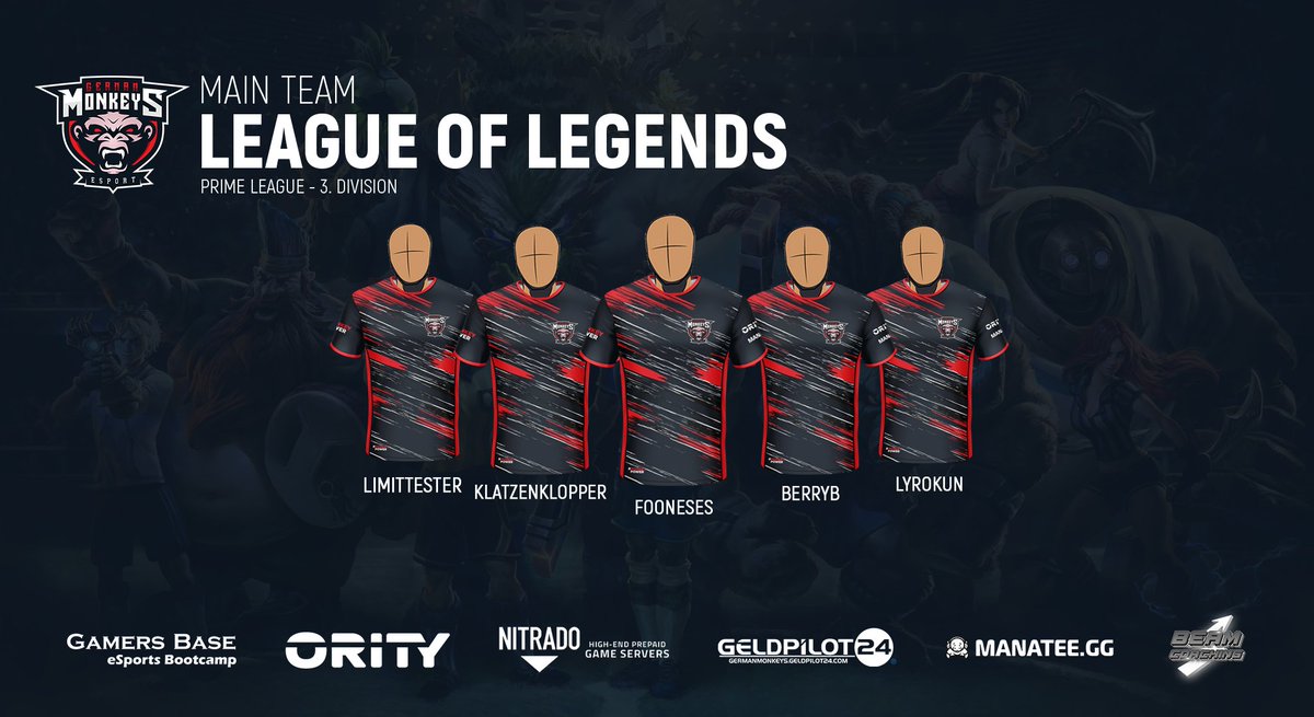 [#LOL] [#MainTeam]

Dürfen wir vorstellen? 

Unser Division 3 LOL Main Team!🔥

<a href="/AoTYoursenpai/">LímítTester</a> auf der TOP LANE 
<a href="/DivineWukong/">Klatzenklopper</a>  im JUNGLE
<a href="/fooneses/">Fooneses</a> auf der MID LANE
@BerrybSfa als ADC
<a href="/lyrokun/">Lyrokun</a>  als SUPP
@lolPadri als COACH

Wir freuen uns auf den Winter Split der <a href="/PrimeLeague/">Die Techniker Prime League</a>!