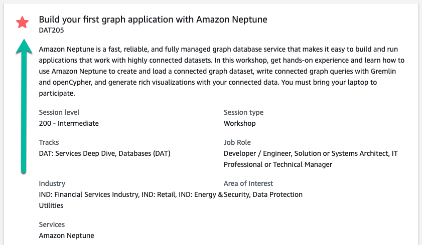 We're now only 66 days away from <a href="/AWSreInvent/">AWS re:Invent</a> 2022! Don't miss the New-and-Improved Amazon Neptune workshop. While we're waiting for reserved seating to open up, be sure to go in and give us a "Star" so you can quickly find our session once reserved seating opens! #graphdb