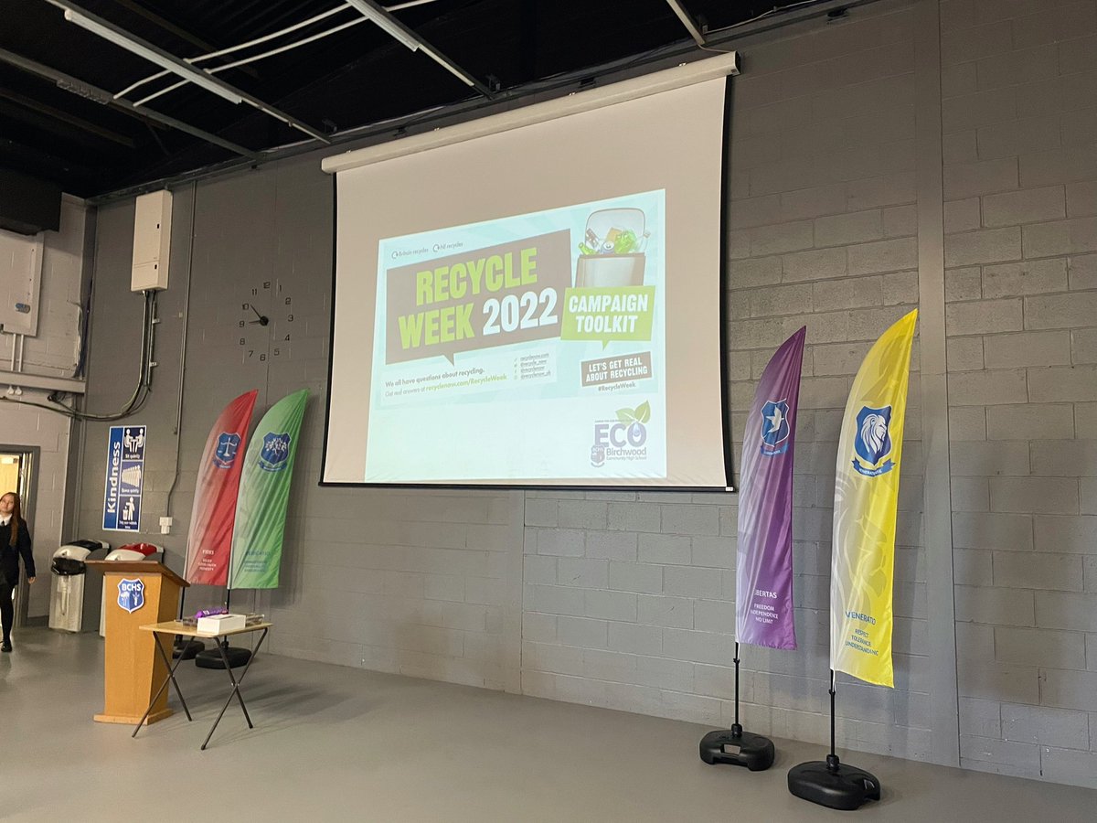 BCHSchoolEco's tweet photo. Our eco-hub have enjoyed delivering house assemblies all week for National Recycle Week! ♻️

@EcoSchools @recycle_now https://t.co/7kA4ZNJIor