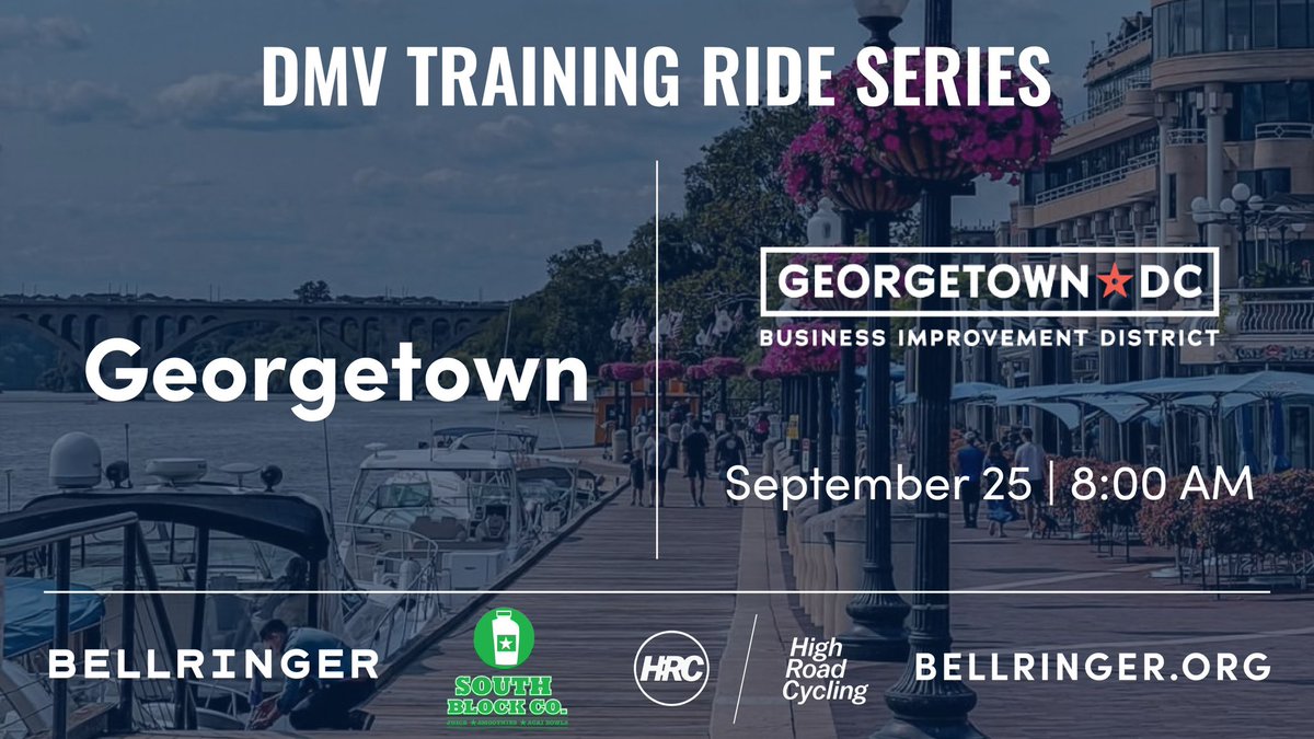 RideBellRinger's tweet photo. Training ride alert! Join us on Sunday for a training ride throughout Georgetown with @georgetowndc. Meet us at High Road Cycling at 8:00AM, and stick around for conversation @SouthBlockCo after the ride. Bring your friends - we hope to see you there! https://t.co/Lj0AhagSCf