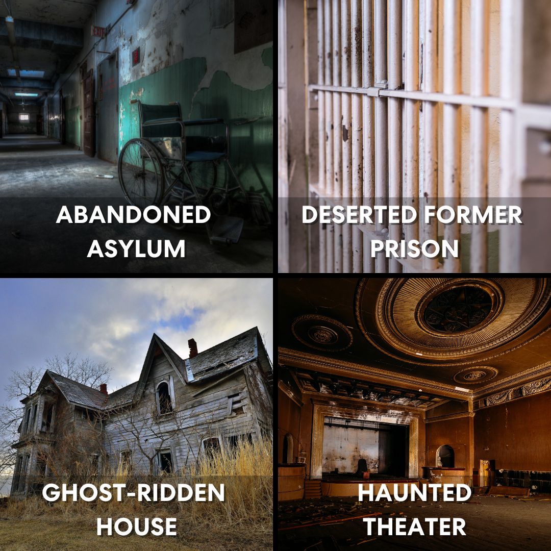 travelchannel's tweet photo. POV you’re deciding where to go on your first paranormal investigation. 👻🔦 Which location do you choose? (P.S. Happy #NationalGhostHuntingDay, everybody. 😎) https://t.co/DVN1B4GYM2