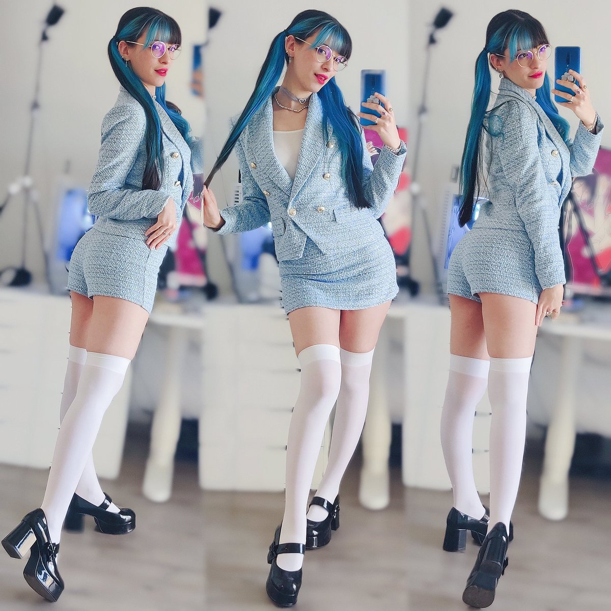 Rich heiress school uniform vibes 💙 https://t.co/cwHKi2mPl7
