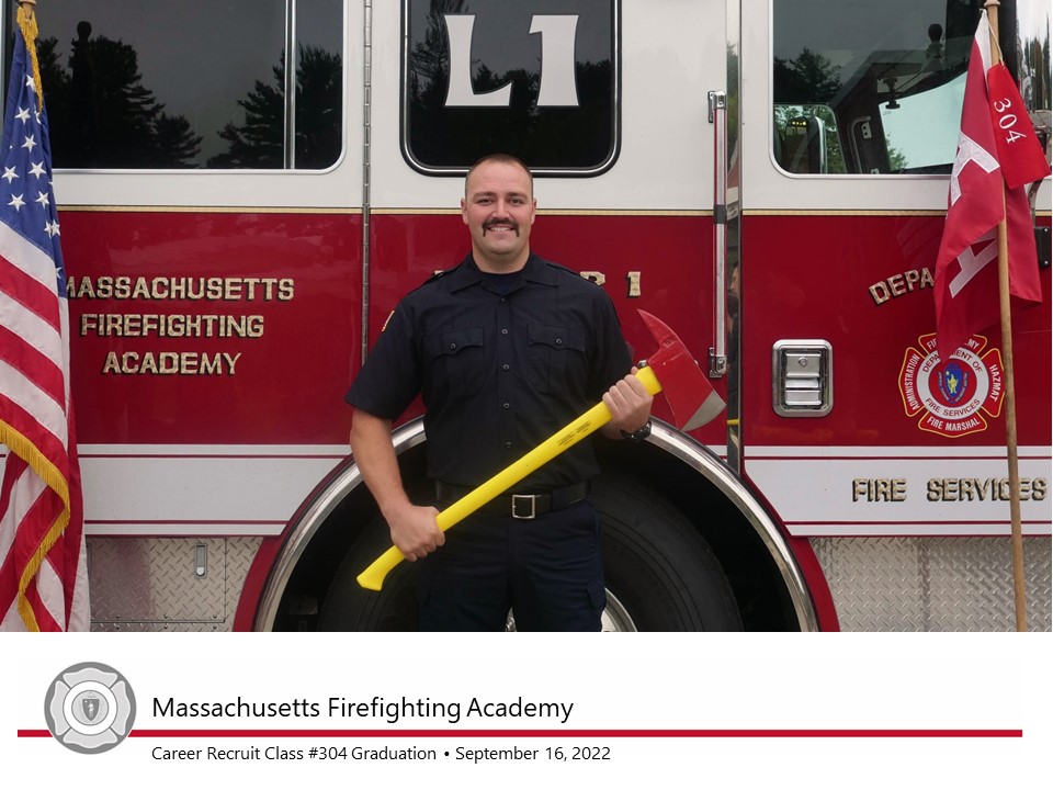 Please join us in congratulating FF/EMT Tanguay who last Friday graduated from the Mass Fire Academy. The intensive, 10-week program for municipal firefighters involves classroom instruction, physical training, firefighter skills training, &amp; live firefighting practice. Great Job!