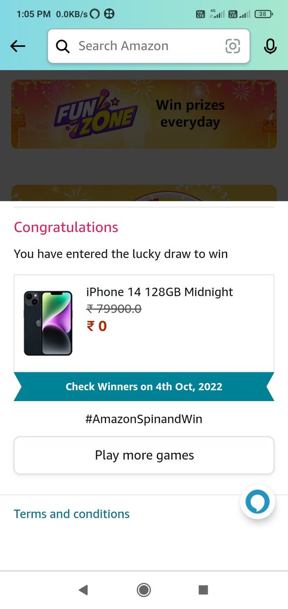 AhsanBh03512747's tweet photo. I don't know what is my luck.
I am playing this funzone quiz 2019
But not win any one prize. 🙏🙏🙏
#AmazonSpinandWin
#WononAmazon https://t.co/YsKL1YFg9E