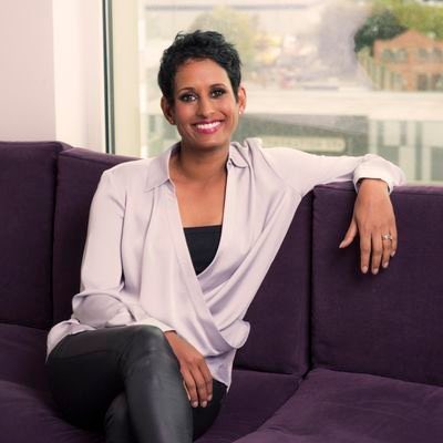 She's got a decent golf handicap too, but our Achievement in Media award tonight, for her work in journalism over 20+ years, goes to <a href="/TVNaga01/">Naga Munchetty</a> from @BBC5live <a href="/BBCBreakfast/">BBC Breakfast</a> #20YearsOfAA