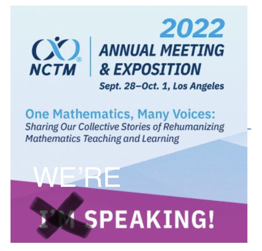 ABPaul3's tweet photo. The time is near!! @Debpeart1 & I invite you to come learn with us next Thursday morning at #nctmla in Cali as we examine the connections between SMP, equity, & positive math identity. @NCTM #equity @My_MathMind #mathers #mathermovement #letsmathtogether #blackwomenrockmath https://t.co/LmOgpJk1yY