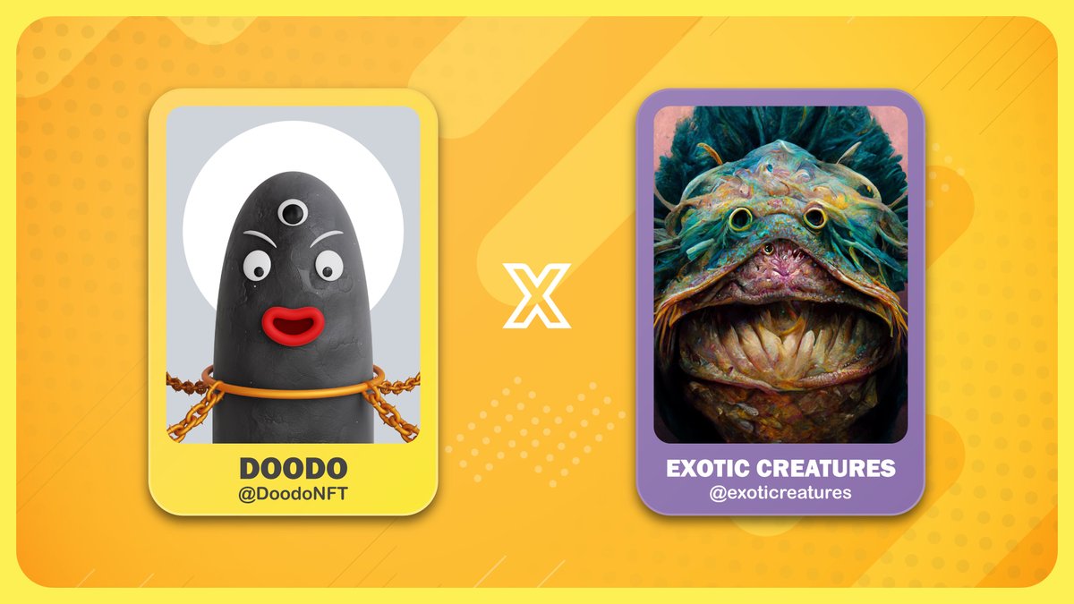 doodonft's tweet photo. 🎁Collab #WLGiveaway🎁

DOODO  X  Exotic Creatures

Prizes:
🏆10 WL from @doodonft
🏆10 WL from @exoticreatures
 
To Enter:
1️⃣Follow @doodonft and @exoticreatures
2️⃣❤ &amp; RT
3️⃣Tag 3 friends.

24H⏰

#doodonft #NFT #NFTGiveaway #NFTProjects #NFTs #nftart #NFTGiveaways #ETH #BTC https://t.co/P7JnKP7d9r