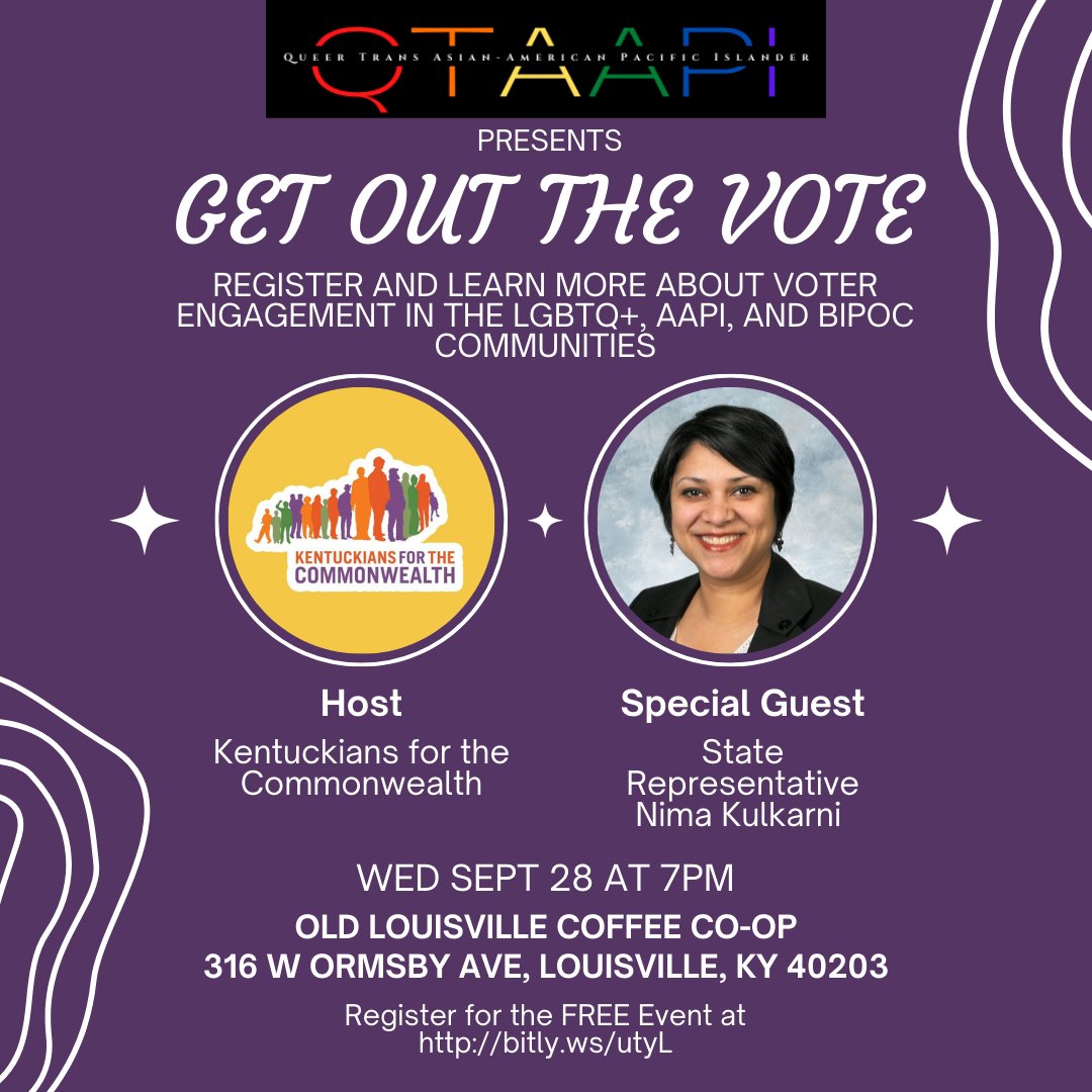 CraneHouse's tweet photo. QTAAPI presents GET OUT THE VOTE!

Register to vote today! Come learn more about voter engagement in the LGBTQ+, AAPI, and BIPOC Communities! https://t.co/nQbmmRT7u3