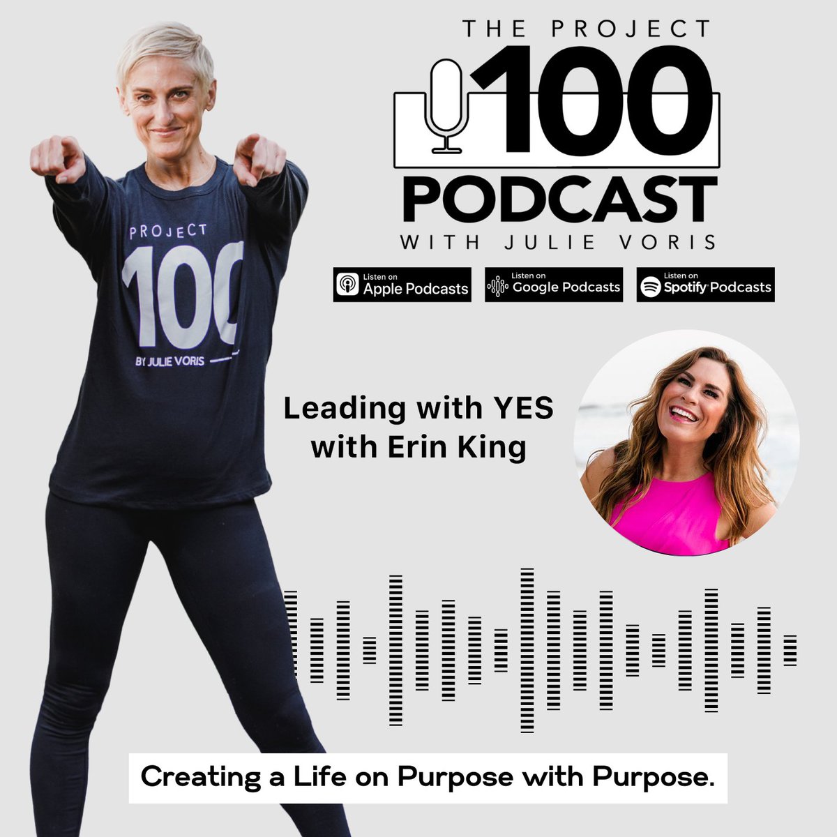 mrs_erin_king's tweet photo. So stoked to join Julie Voris on her #project100podcast! In this episode, we talk about listening to your #intuition to find your extraordinary, #overcomingfear and #rejection, and leading with YES. Listen here: https://t.co/OVAHN6miNw

#podcast https://t.co/aef1CxRG4I