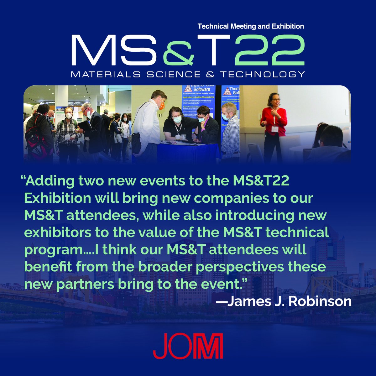 TMSSociety's tweet photo. What can you expect at #MST22 ? Read all about it in “MS&T22 Welcomes New Exhibits and Programming” in September’s issue of JOM: The Magazine: https://t.co/uxvo1HBz1M https://t.co/yHyUHx3Ilx