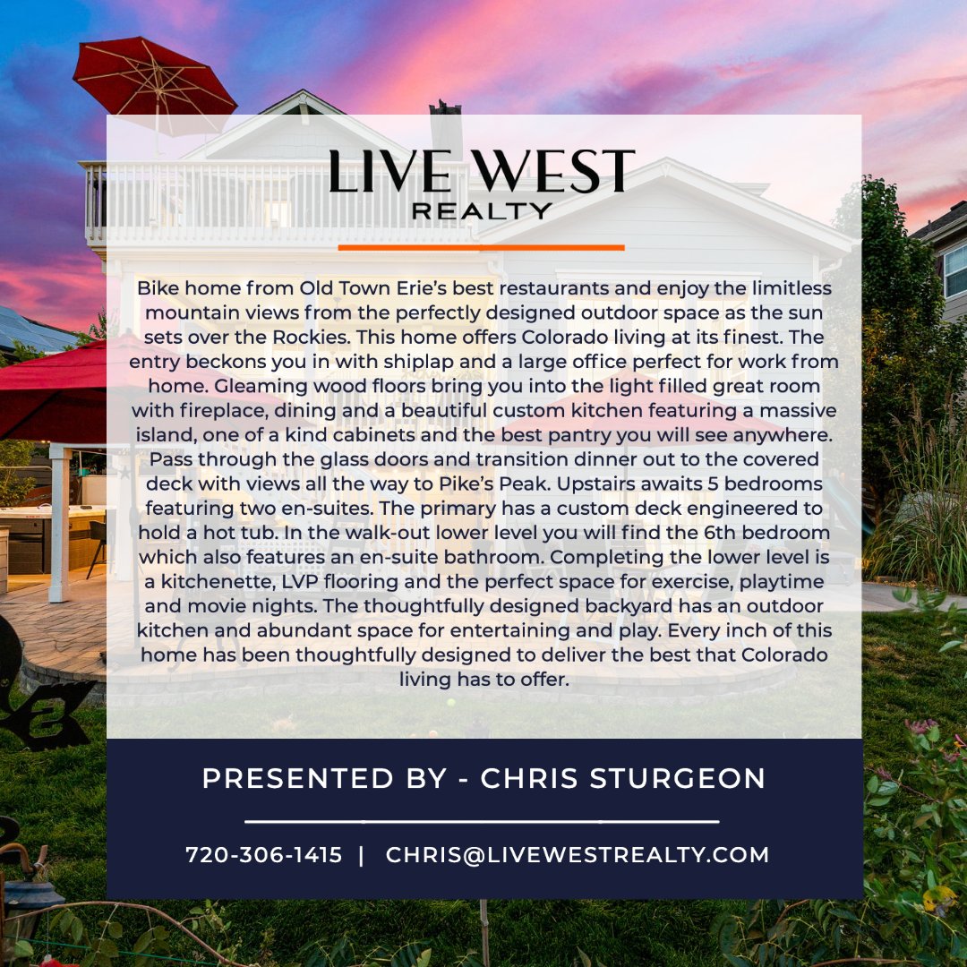 LiveWestRealty's tweet photo. 🏡 J U S T L I S T E D 🏡
271 Dusk Pl
- E R I E , C O -
Listing Agent: Chris Sturgeon
chris@livewestrealty.com
720-306-1415
#justlisted #justlisted🏡 #justlisted✨🏡 #justlistedhomes #justlistedforsale #boulder #boulderco #erielife #eriehomes #livewest #livewestrealty #erieco https://t.co/Xki4YOm9wj