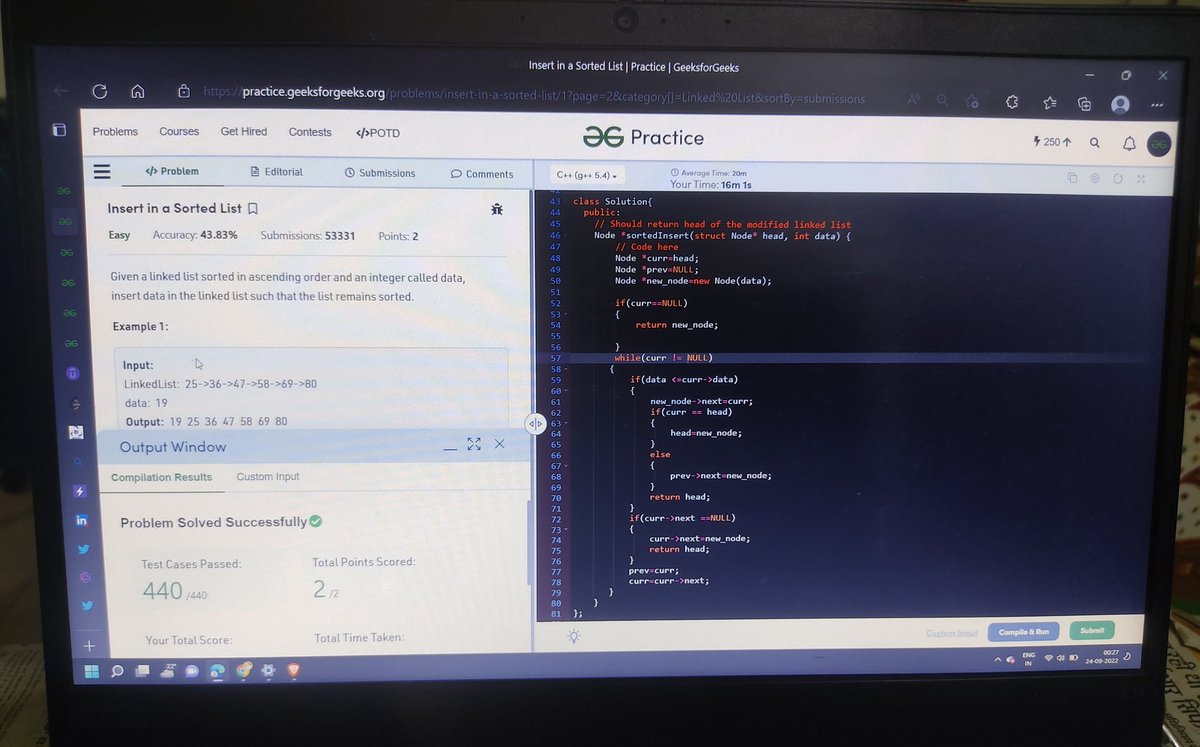 roy2pushkar's tweet photo. #Day86 of 100 Days of Code by
@CodeinCommunity
and
@MinutesCoding
Question Solve: Insert in a Sorted List
Link:- https://t.co/FVyhfCcSLi
Discord:- https://t.co/7G195aCdVx…
#100daysofcodechallenge #codeincommunity #codein100daysofcode #100daysofcode #codingoood https://t.co/9F6Touc20Q
